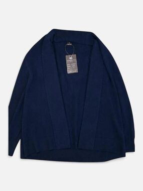 Navy Open-Front Women Cropped  Cardigan Sweater